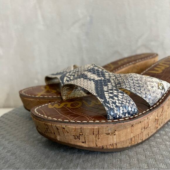 Sam Edelman Sandals Womens 10 Reid Cork Wedge Heel Slide Shoes Slip On Boho - Picture 8 of 15
